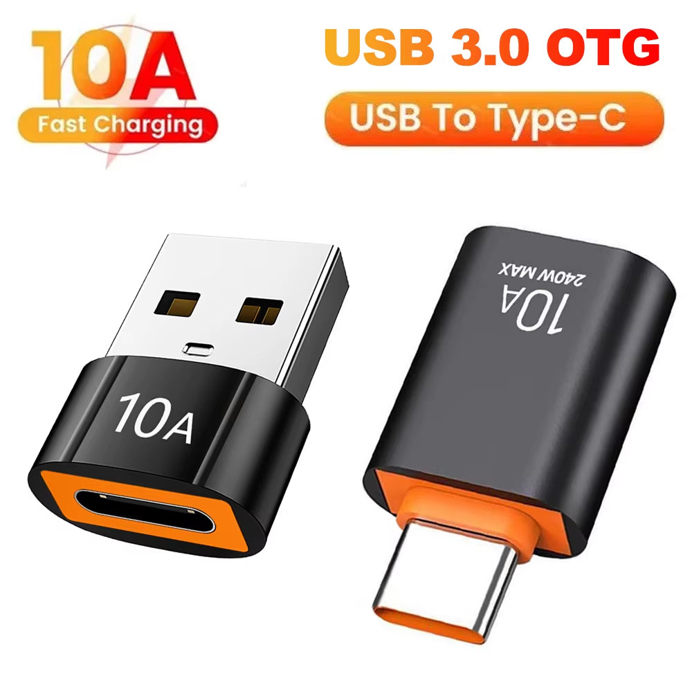 10A USB3.0 to Type C Adapter Fast Charging Connector Type C Male to USB Female Converter OTG for Laptop Xiaomi Samsung USB-C OTG