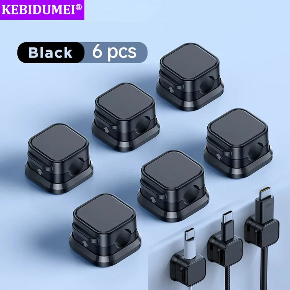 1/3/6PCS Magnetic Cable Clips Cable Smooth Adjustable Cord Holder Desk Cable Management Wire Keeper Cable Wire Organizer Holder