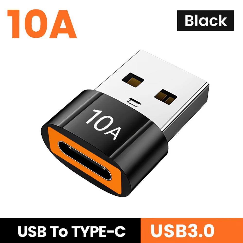 10A USB3.0 to Type C Adapter Fast Charging Connector Type C Male to USB Female Converter OTG for Laptop Xiaomi Samsung USB-C OTG