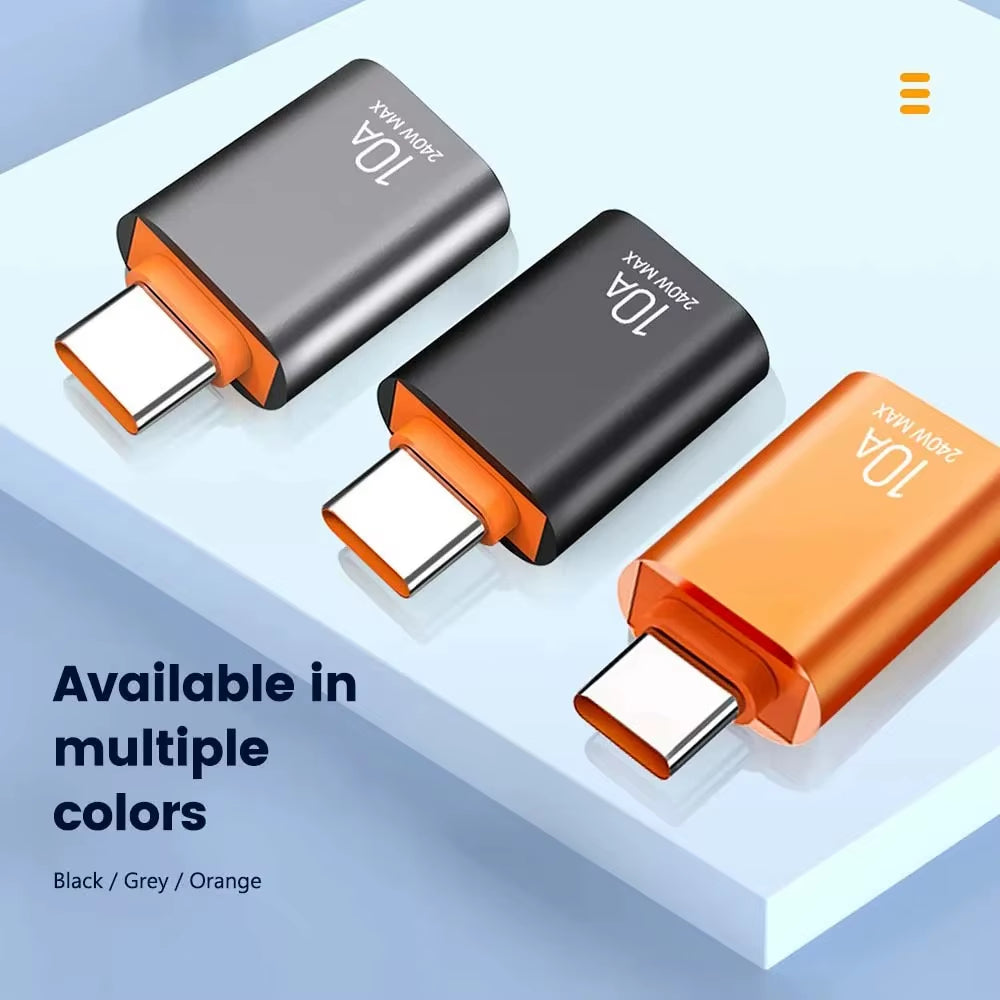 10A USB3.0 to Type C Adapter Fast Charging Connector Type C Male to USB Female Converter OTG for Laptop Xiaomi Samsung USB-C OTG