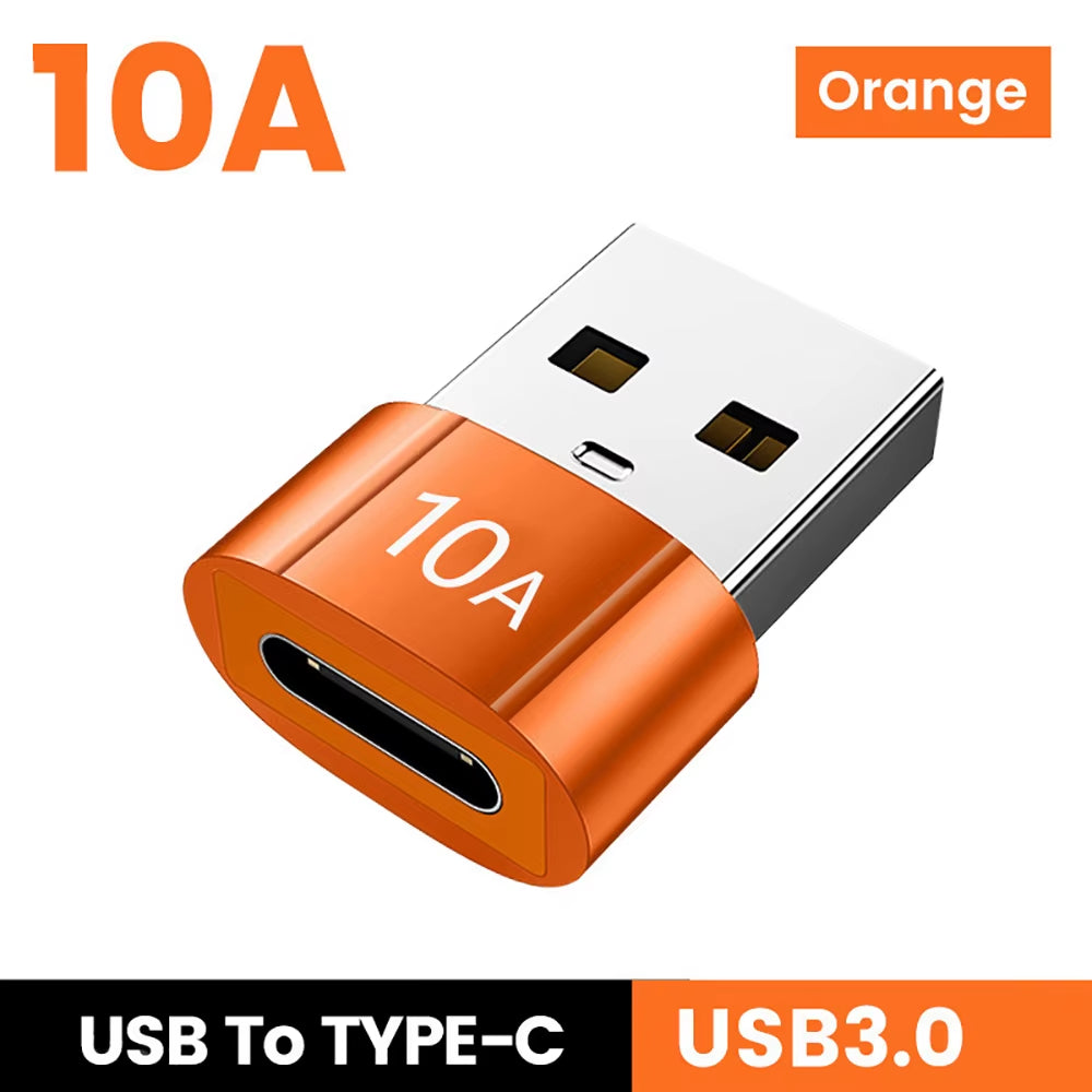 10A USB3.0 to Type C Adapter Fast Charging Connector Type C Male to USB Female Converter OTG for Laptop Xiaomi Samsung USB-C OTG