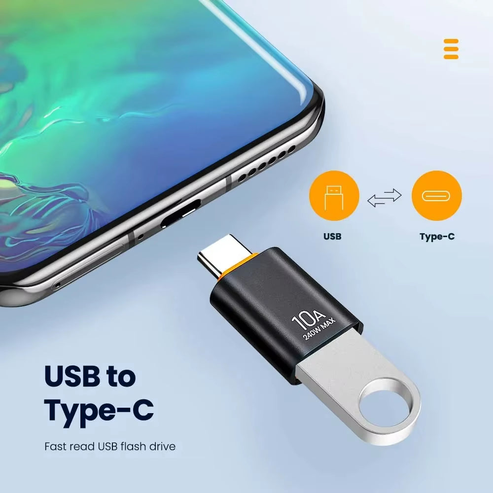 10A USB3.0 to Type C Adapter Fast Charging Connector Type C Male to USB Female Converter OTG for Laptop Xiaomi Samsung USB-C OTG